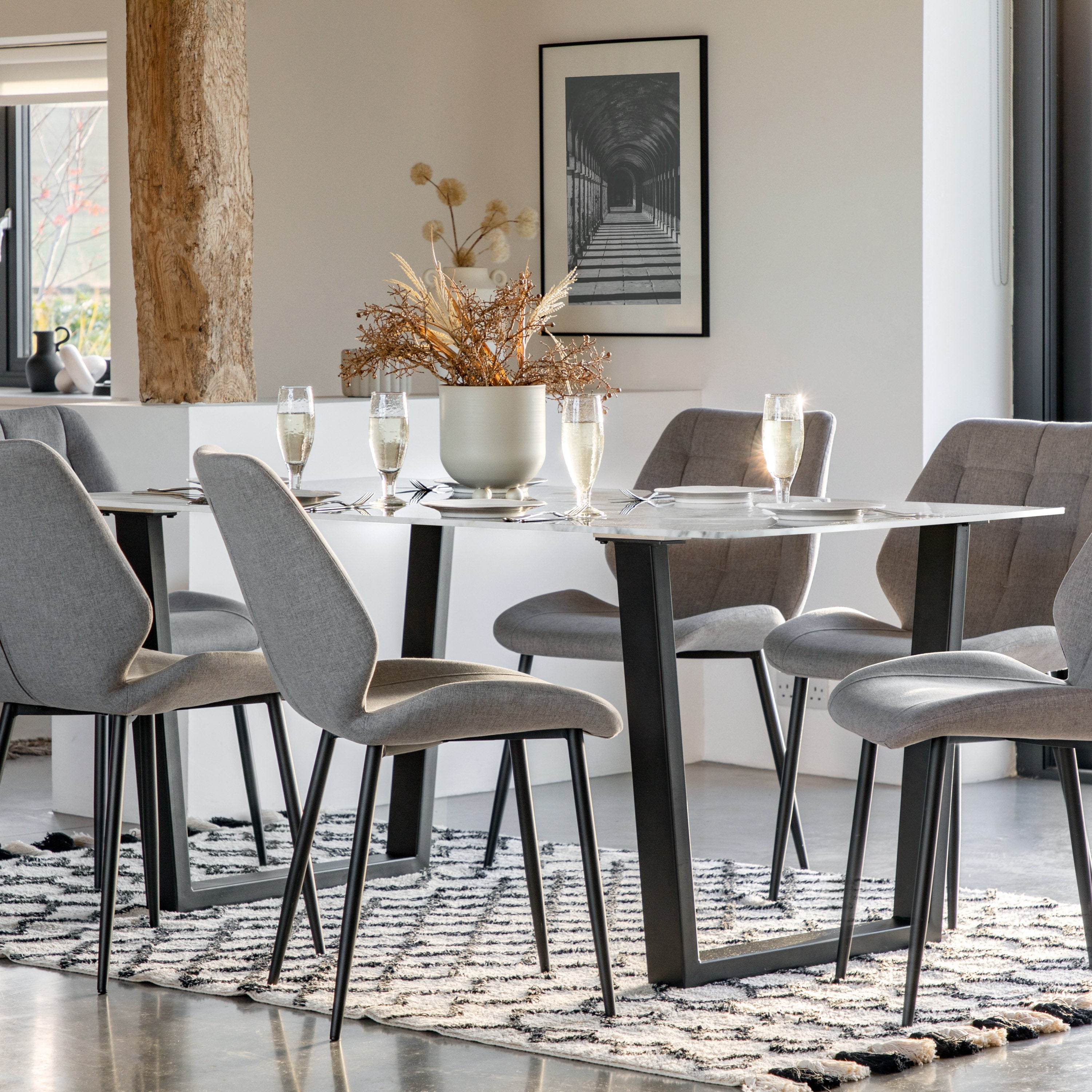 Ari White Marble Rectangle Dining Table | 6 Seater